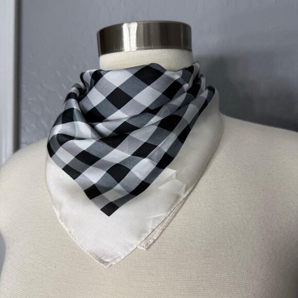 H by Halston Checkered Bandana, One Size, Black/White - Picture 1 of 6